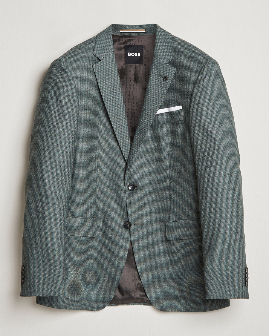 Mies | Pikkutakit | BOSS BLACK | Hutson Wool Dogtooth Blazer Light Green