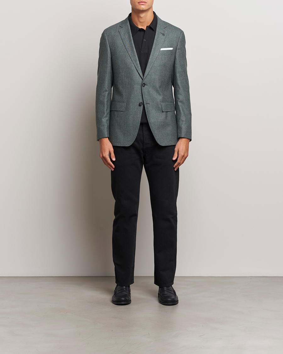 Mies | Pikkutakit | BOSS BLACK | Hutson Wool Dogtooth Blazer Light Green