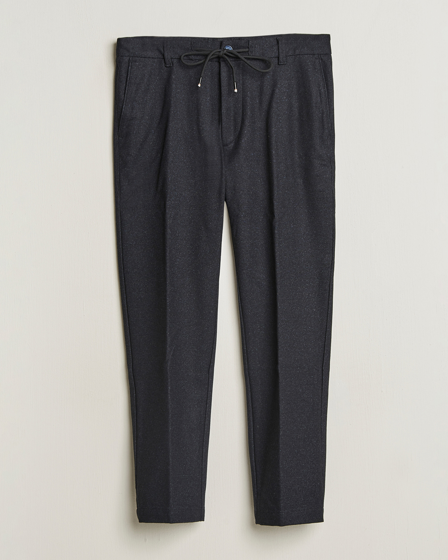 Mies | Housut | BOSS BLACK | Kane Brushed Drawstring Trousers Dark Blue