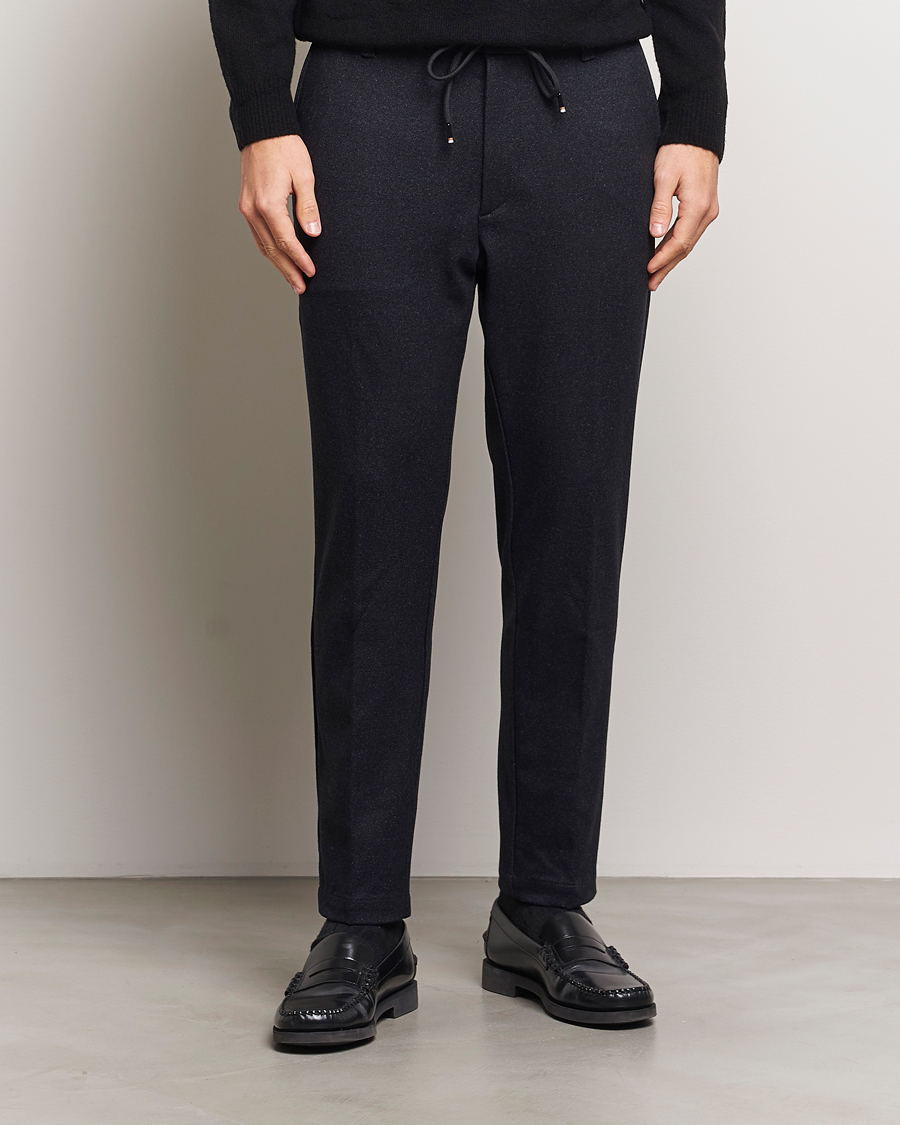 Mies | Housut | BOSS BLACK | Kane Brushed Drawstring Trousers Dark Blue