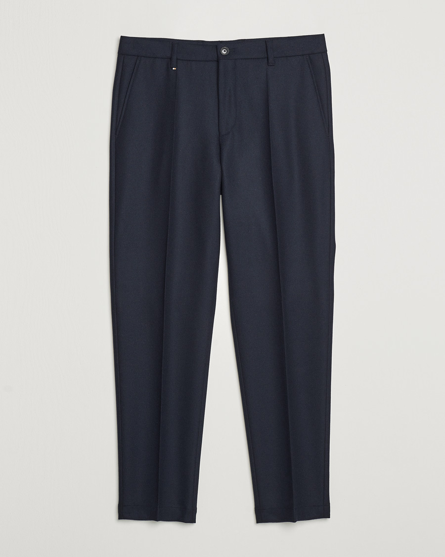 Mies | Housut | BOSS BLACK | Perin Wool Trousers Dark Blue