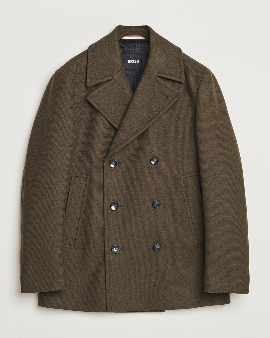 Mies | Takit | BOSS BLACK | Clay Wool Peacoat Open Green