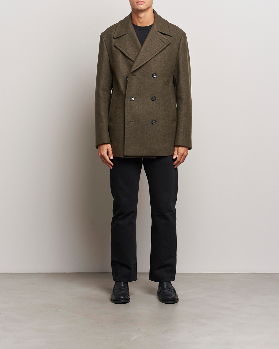 Mies | Takit | BOSS BLACK | Clay Wool Peacoat Open Green