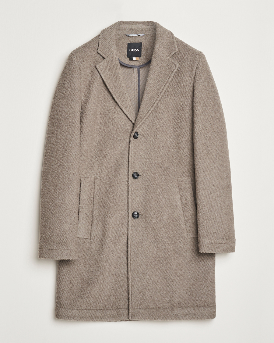 Mies | Takit | BOSS BLACK | Hyde Structured Wool Coat Dark Beige