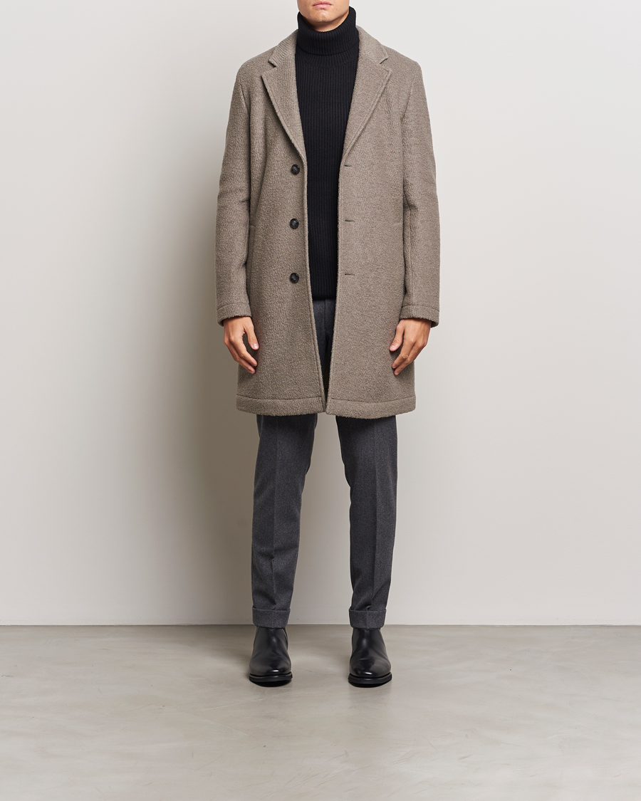 Mies | Takit | BOSS BLACK | Hyde Structured Wool Coat Dark Beige