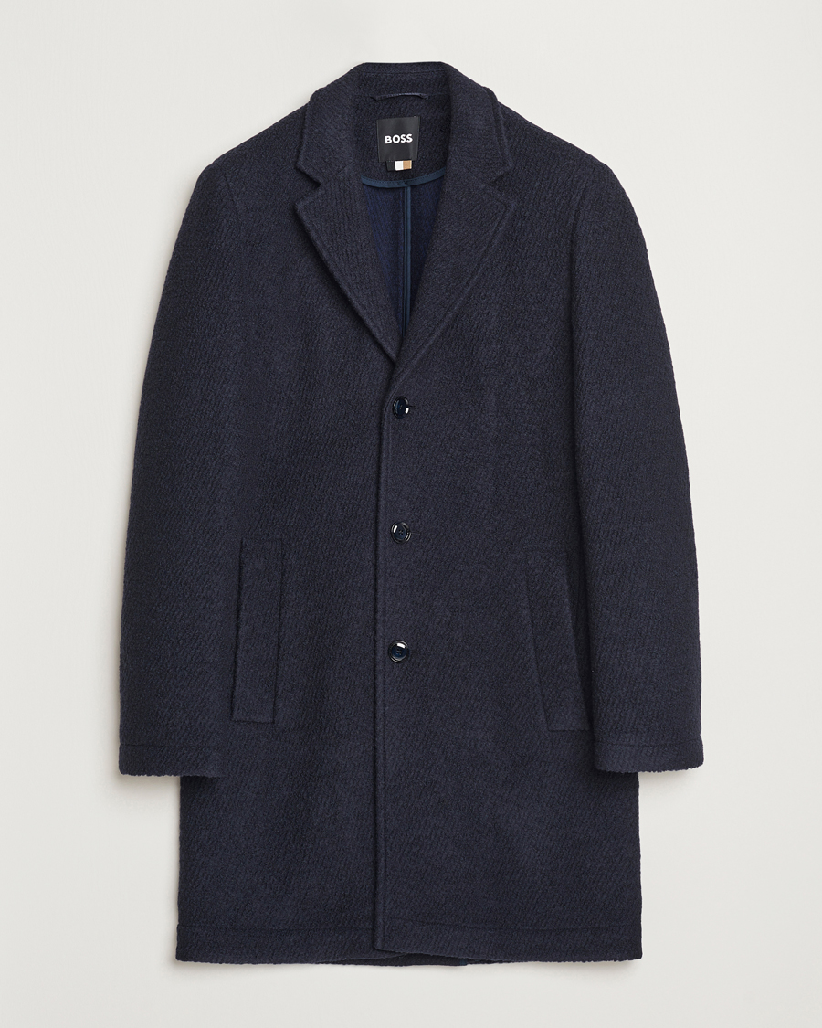 Mies | Takit | BOSS BLACK | Hyde Structured Wool Coat Dark Blue