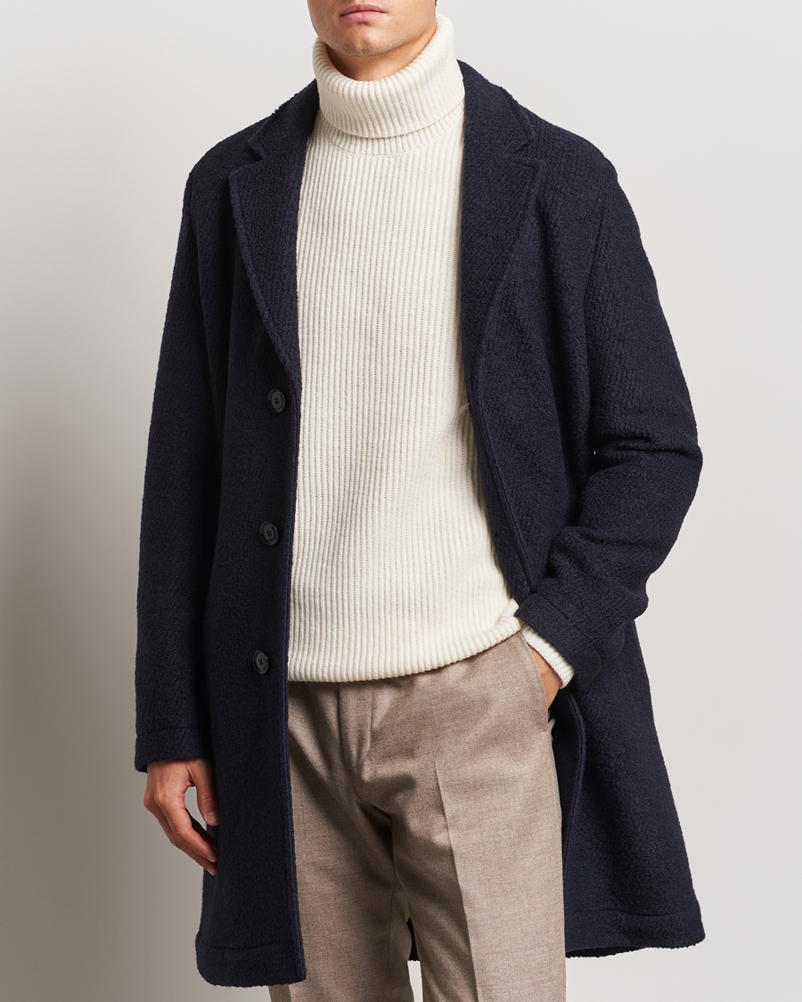 Mies | Takit | BOSS BLACK | Hyde Structured Wool Coat Dark Blue