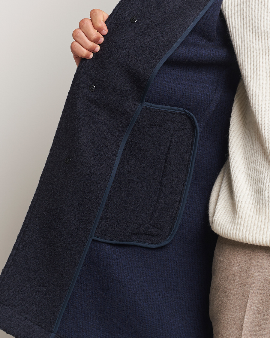 Mies | Takit | BOSS BLACK | Hyde Structured Wool Coat Dark Blue