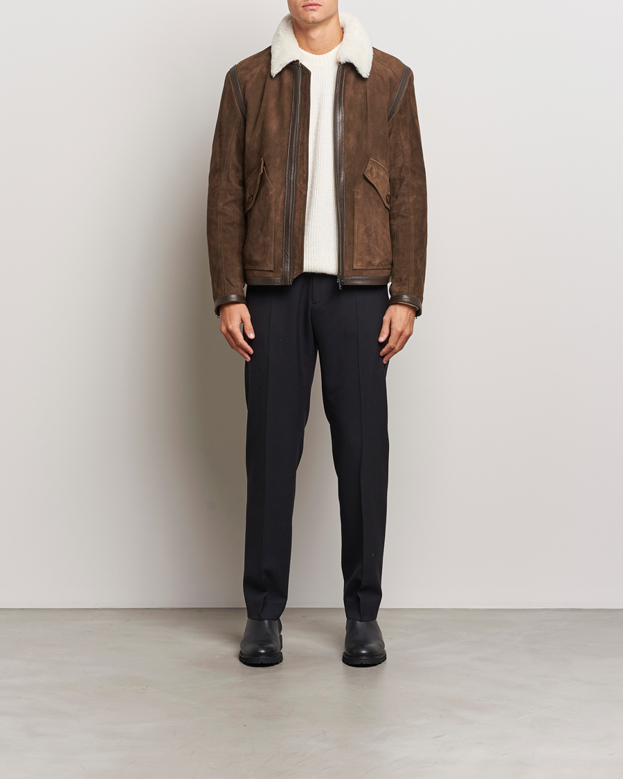 Mies | Takit | BOSS BLACK | Montel Suede Searling Bomber Jacket Brown