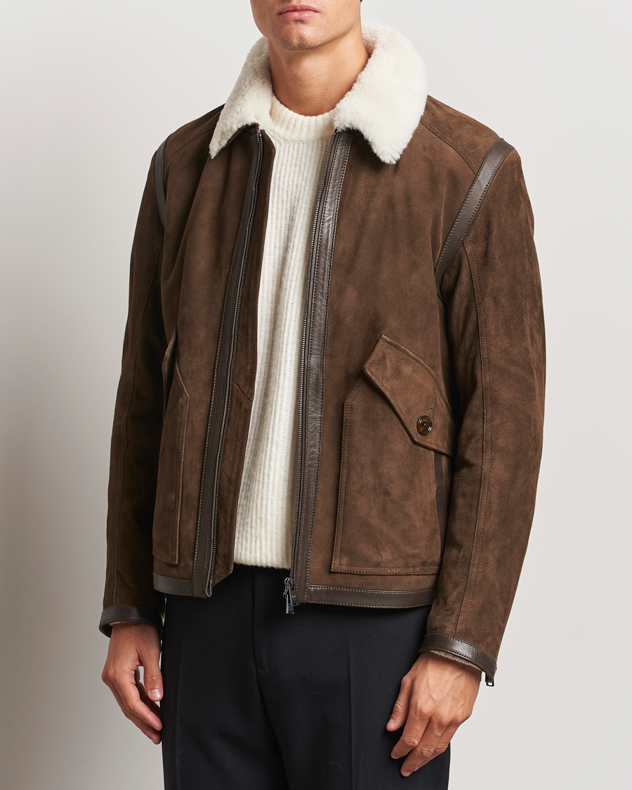 Mies | Takit | BOSS BLACK | Montel Suede Searling Bomber Jacket Brown