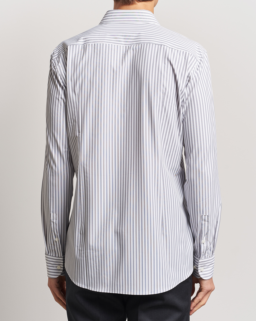 Mies | Kauluspaidat | BOSS BLACK | Hank Striped 4-Way Stretch Shirt Grey/White