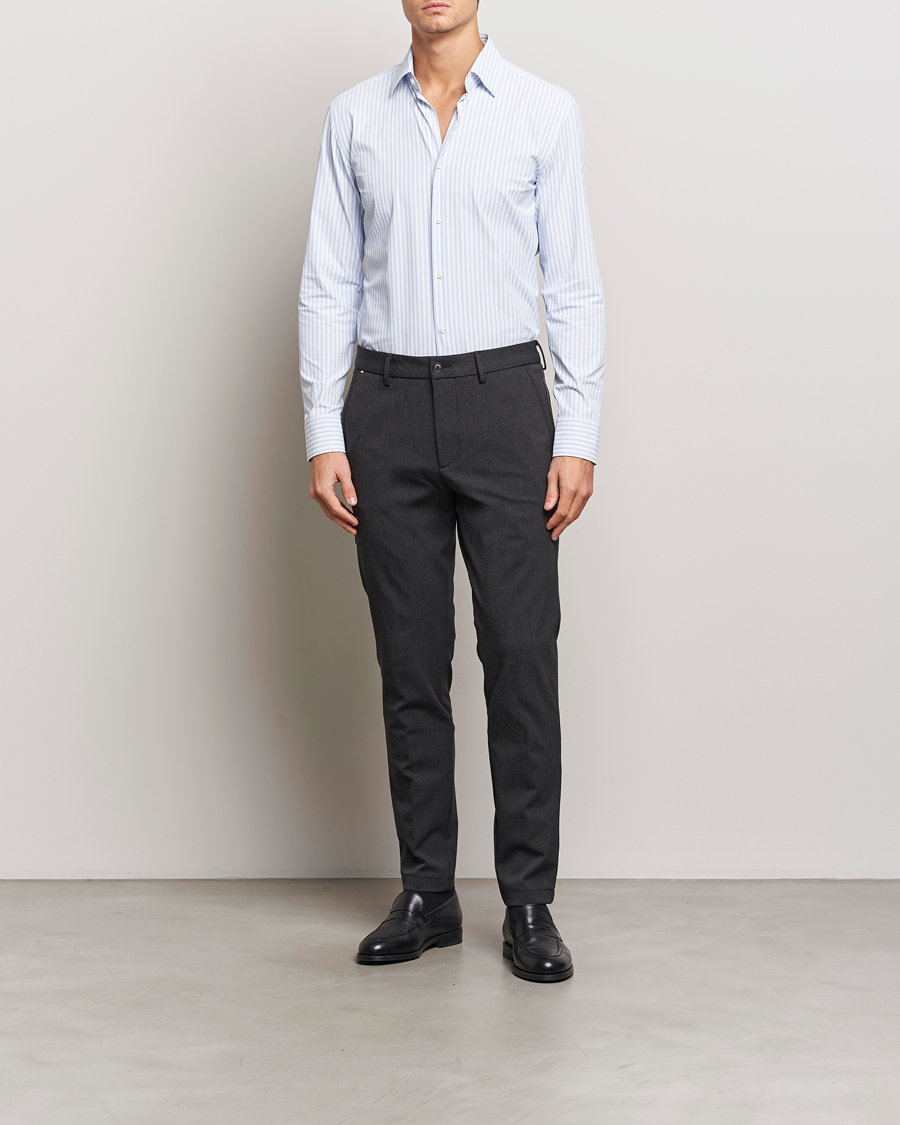 Mies | Kauluspaidat | BOSS BLACK | Hank Striped 4-Way Stretch Shirt Blue/White