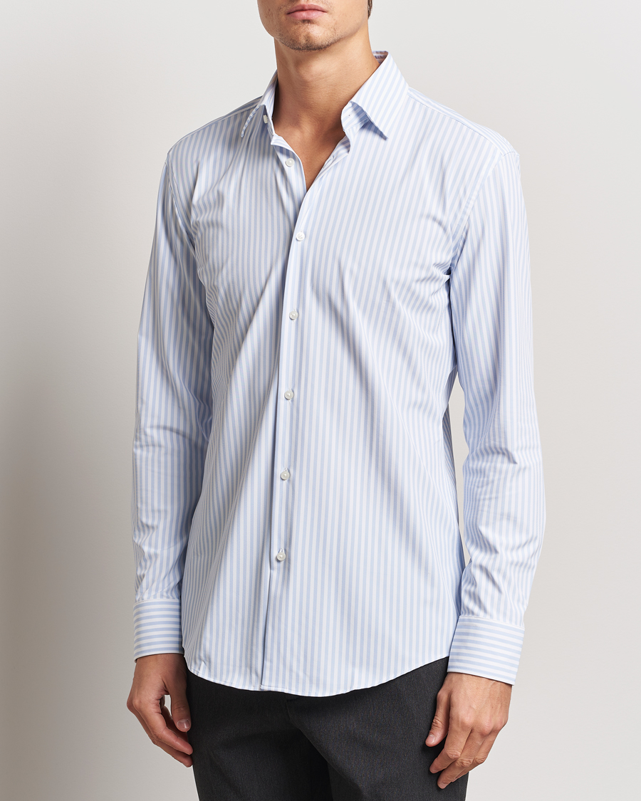 Mies | Kauluspaidat | BOSS BLACK | Hank Striped 4-Way Stretch Shirt Blue/White