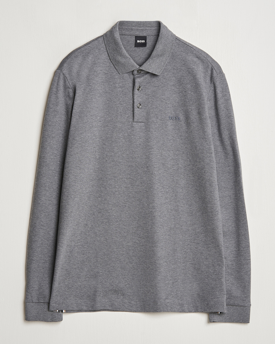 Mies | Puserot | BOSS BLACK | Pado Mercerized Long Sleeve Polo Medium Grey