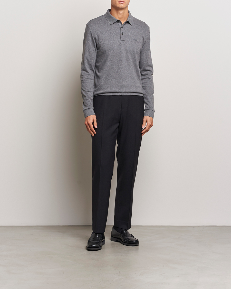 Mies | Puserot | BOSS BLACK | Pado Mercerized Long Sleeve Polo Medium Grey