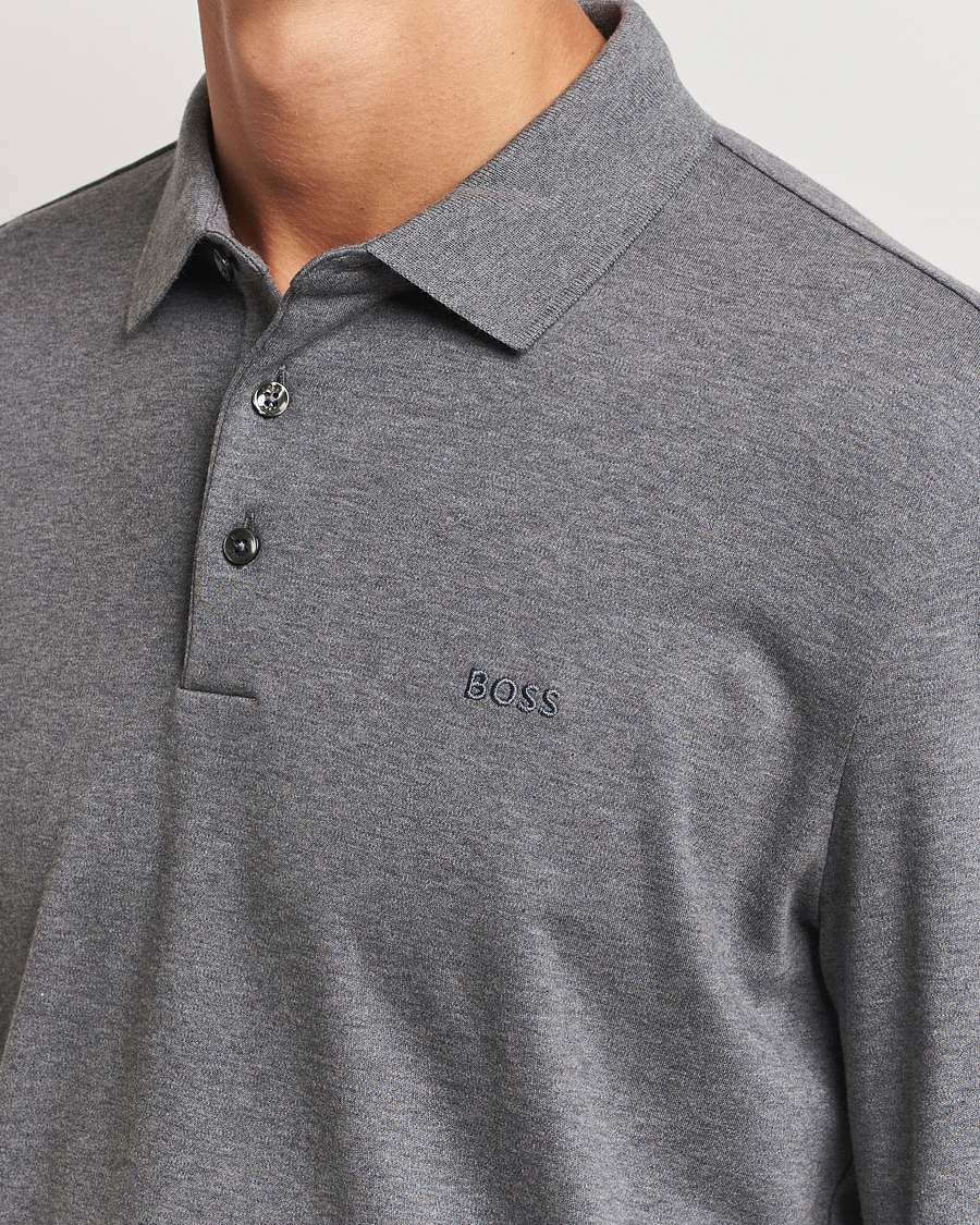 Mies | Puserot | BOSS BLACK | Pado Mercerized Long Sleeve Polo Medium Grey