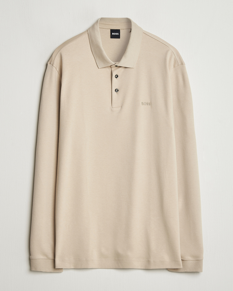 Mies | Puserot | BOSS BLACK | Pado Mercerized Long Sleeve Polo Light Beige