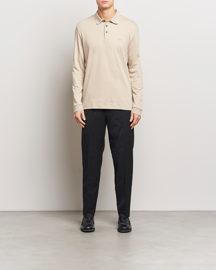 Mies | Puserot | BOSS BLACK | Pado Mercerized Long Sleeve Polo Light Beige