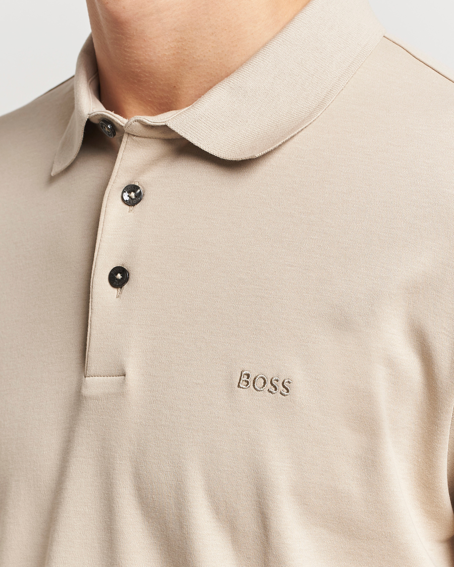 Mies | Puserot | BOSS BLACK | Pado Mercerized Long Sleeve Polo Light Beige