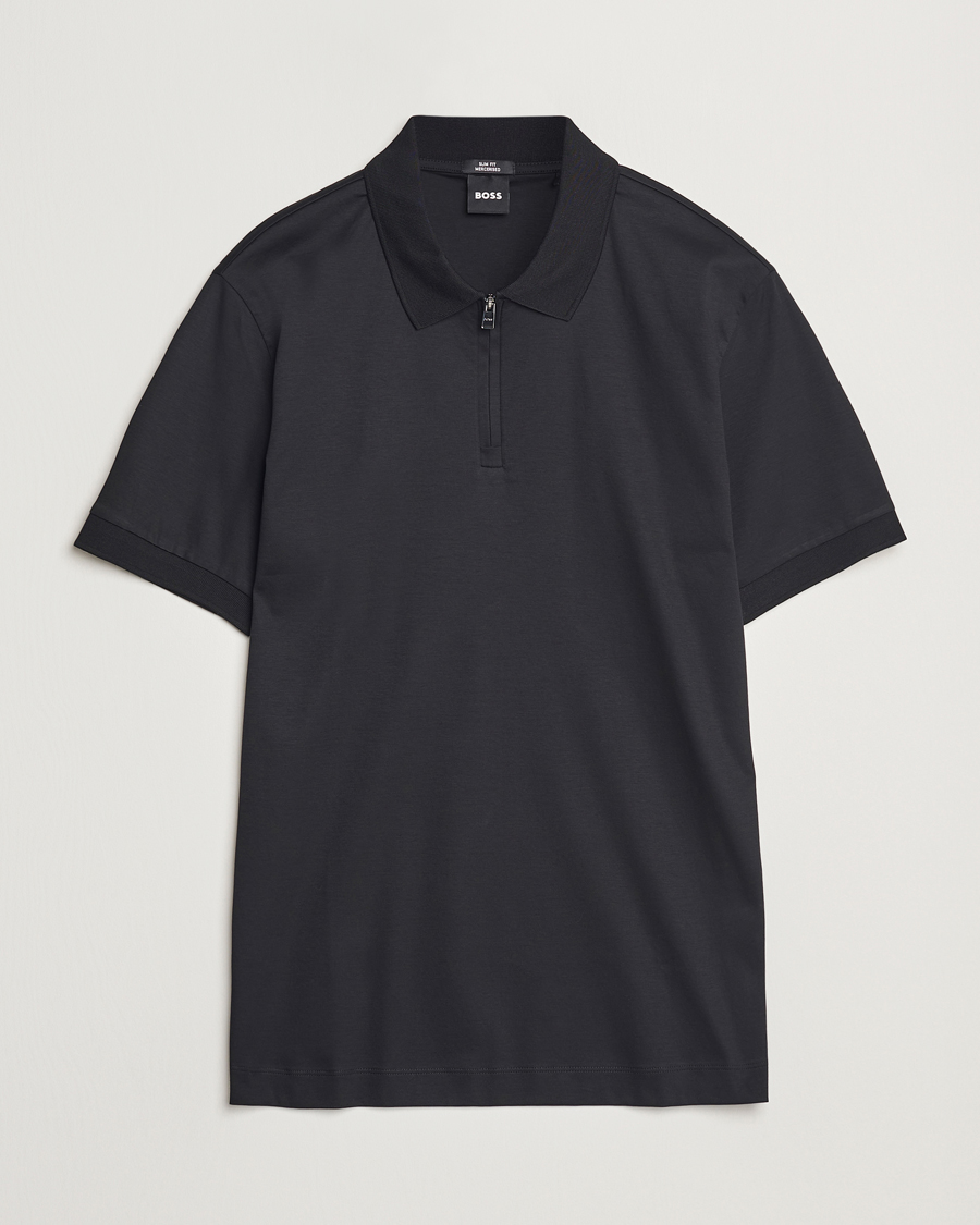 Mies | Pikeet | BOSS BLACK | Paras Mercerized Half Zip Polo Black