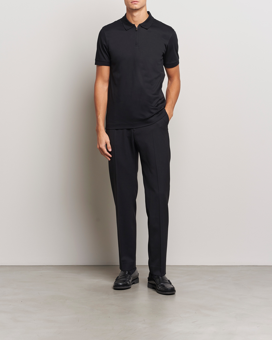 Mies | Pikeet | BOSS BLACK | Paras Mercerized Half Zip Polo Black