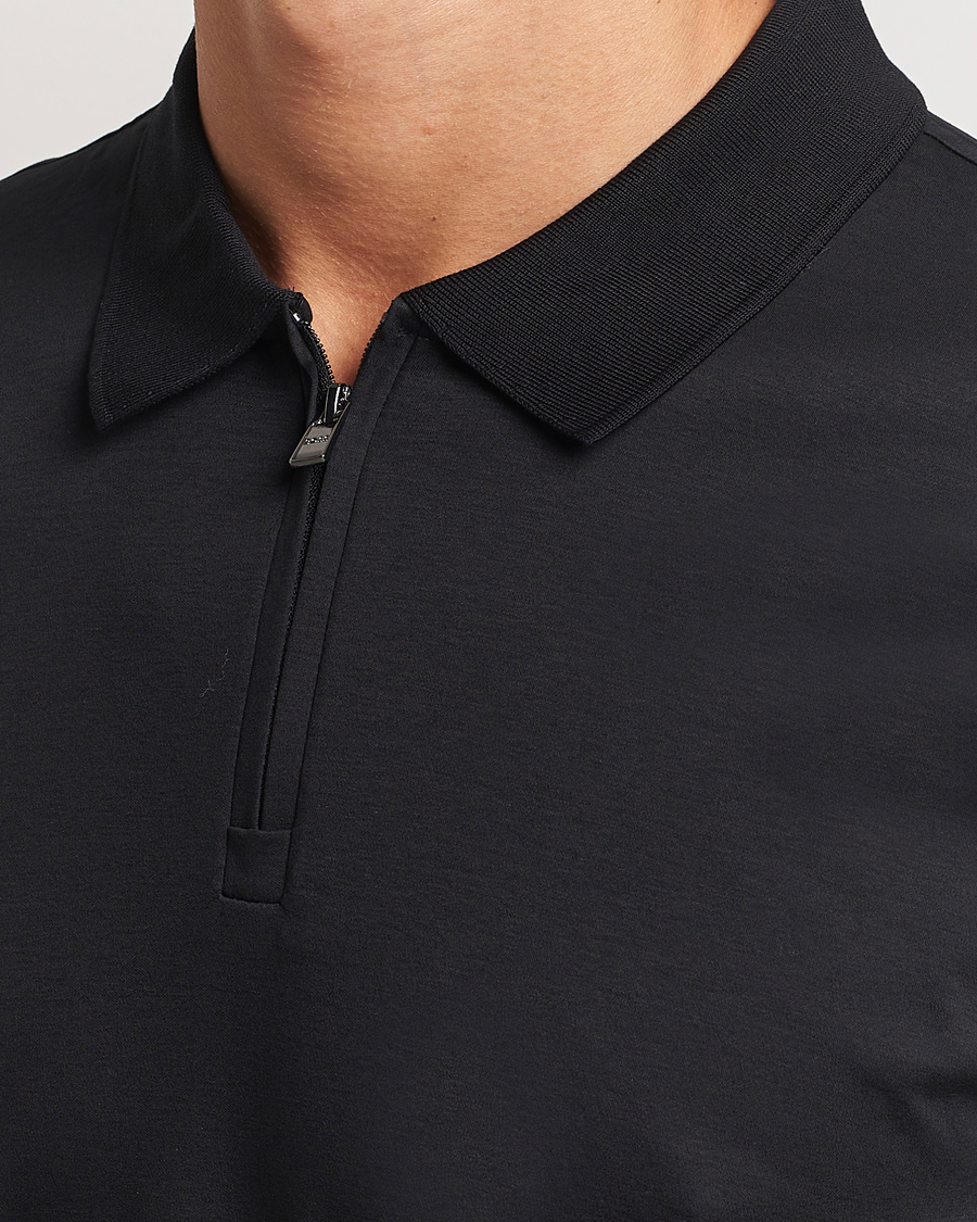 Mies | Pikeet | BOSS BLACK | Paras Mercerized Half Zip Polo Black