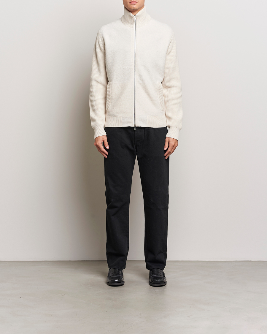 Mies | Puserot | BOSS BLACK | Emeraviglio Wool/Cotton Full Zip Open White