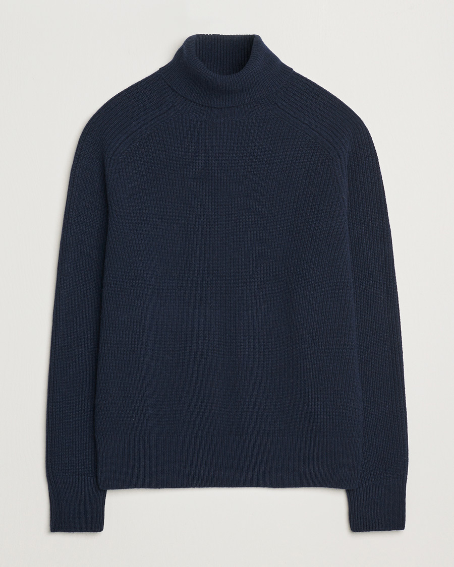 Mies | Puserot | BOSS BLACK | Evento Wool Rib Knitted Polo Dark Blue