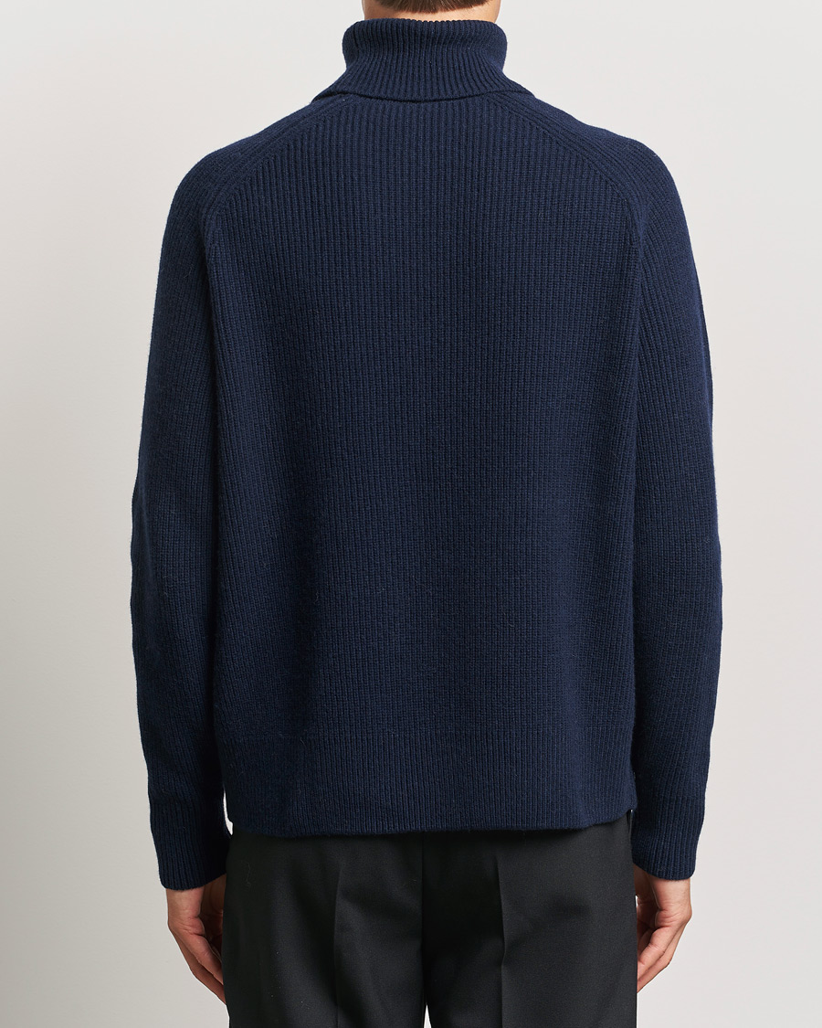 Mies | Puserot | BOSS BLACK | Evento Wool Rib Knitted Polo Dark Blue