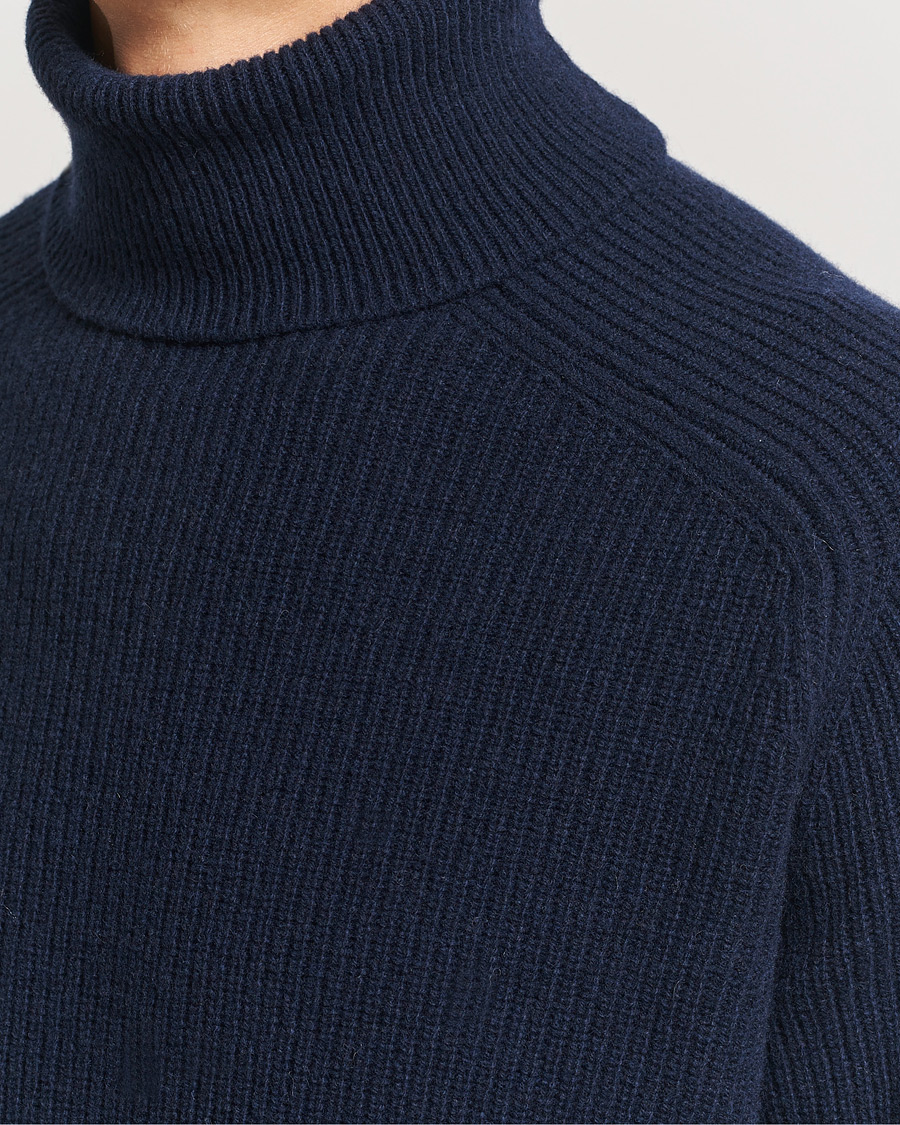 Mies | Puserot | BOSS BLACK | Evento Wool Rib Knitted Polo Dark Blue
