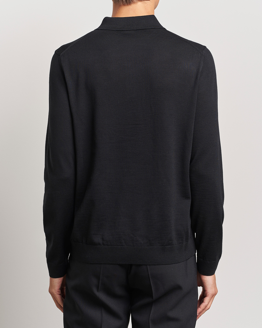 Mies | Puserot | BOSS BLACK | Lancione Merino Knitted Polo Black