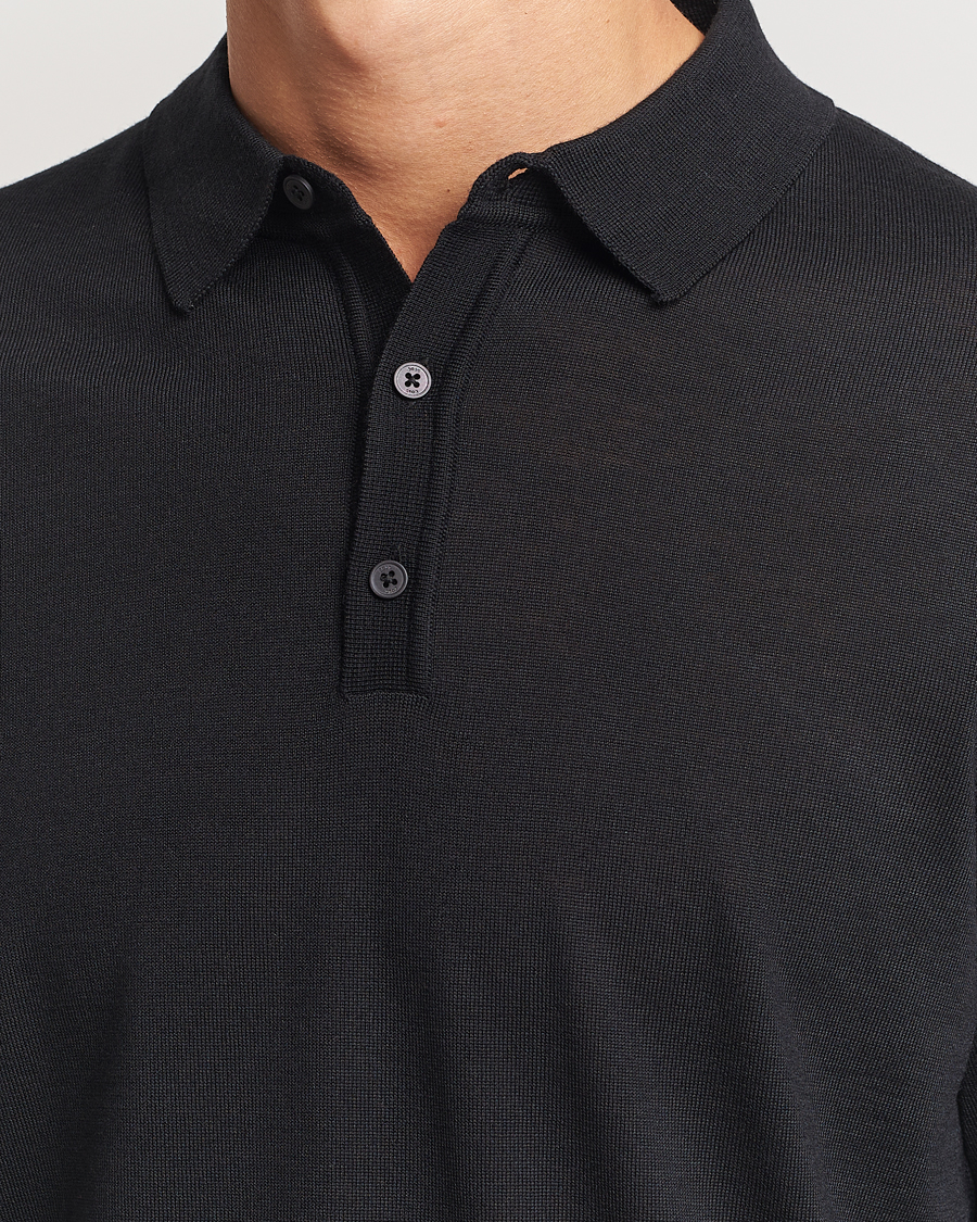 Mies | Puserot | BOSS BLACK | Lancione Merino Knitted Polo Black
