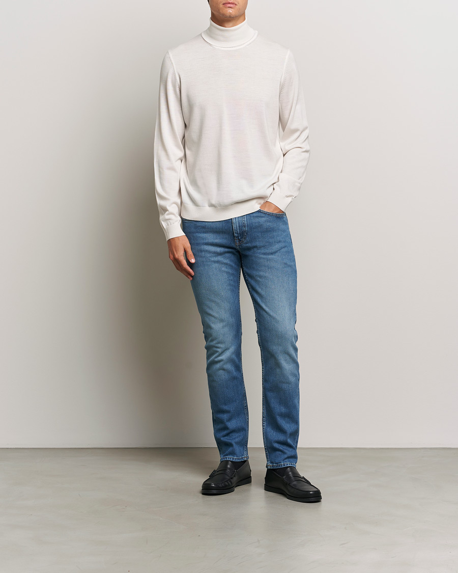 Mies | Puserot | BOSS BLACK | Musso Merino Knitted Polo Open White