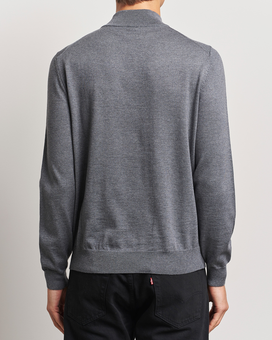 Mies | Puserot | BOSS BLACK | Ebenji Merino Knitted Half Zip Medium Grey