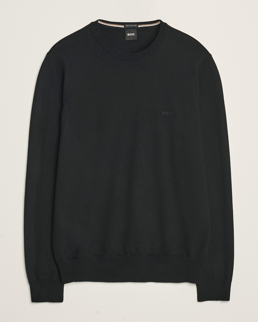 Mies | Puserot | BOSS BLACK | Botto Merino Knitted Pullover Black