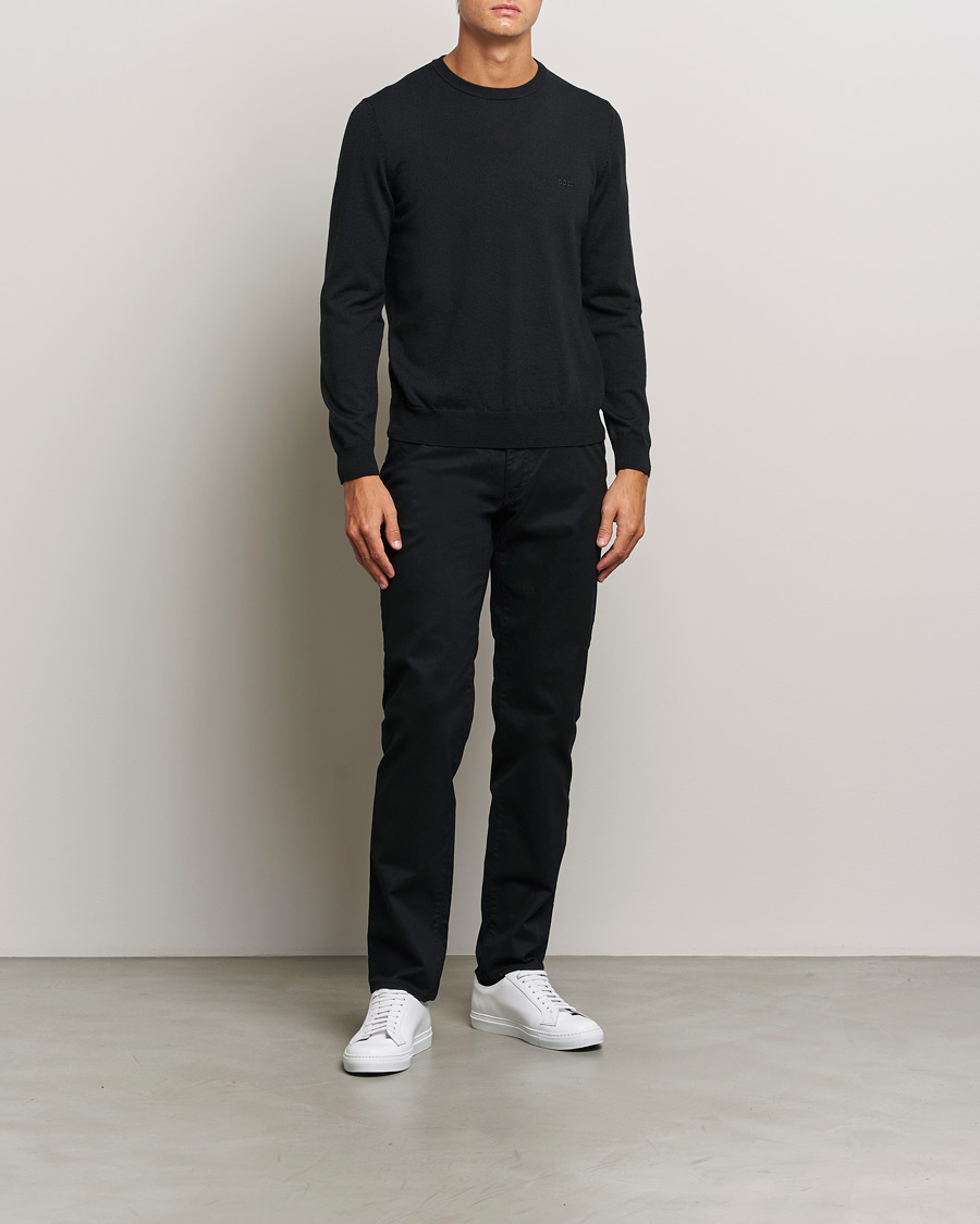 Mies | Puserot | BOSS BLACK | Botto Merino Knitted Pullover Black