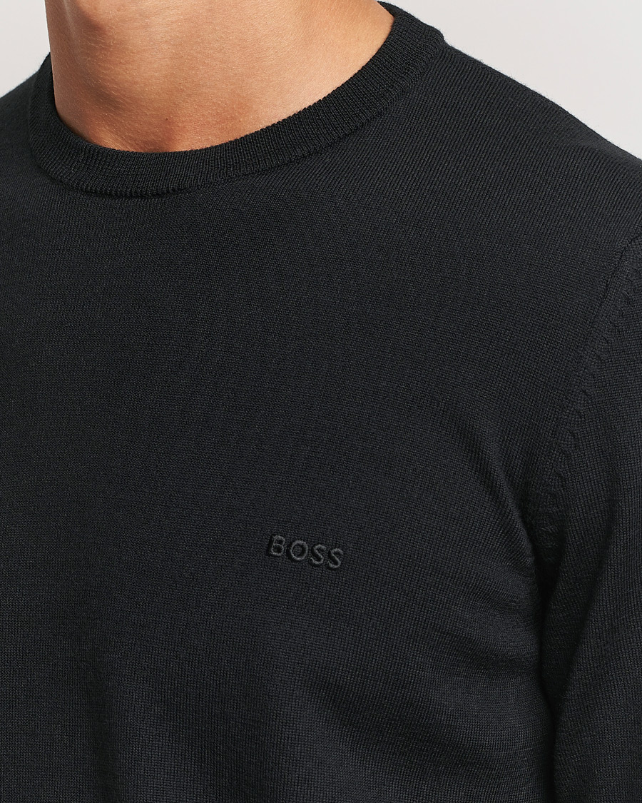 Mies | Puserot | BOSS BLACK | Botto Merino Knitted Pullover Black