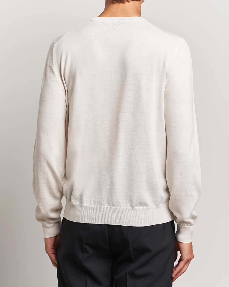Mies | Puserot | BOSS BLACK | Botto Merino Knitted Pullover Open White