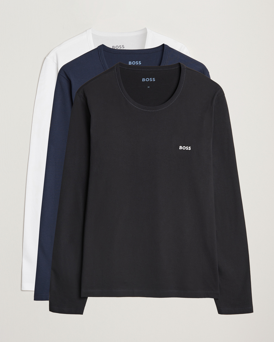Mies | T-paidat | BOSS BLACK | 3-Pack Long Sleeve T-Shirt White/Navy/Black