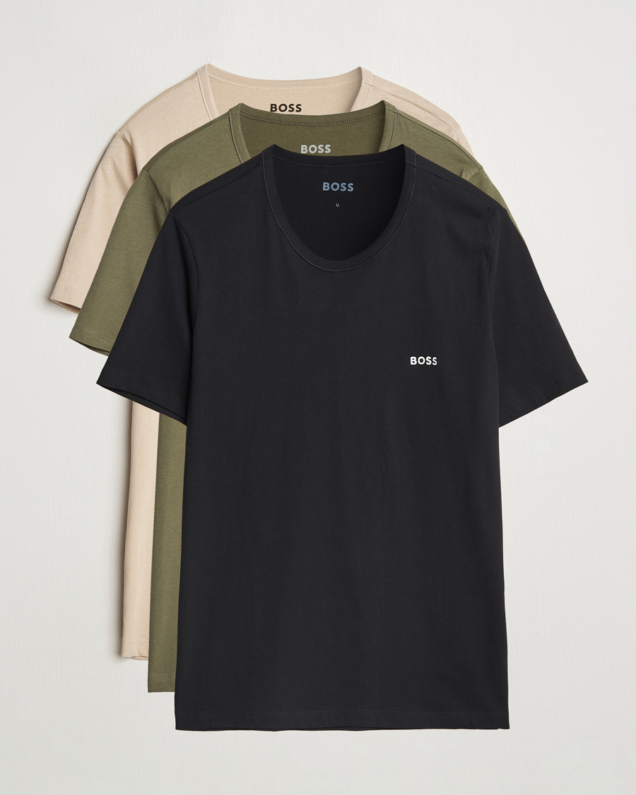 Mies | T-paidat | BOSS BLACK | 3-Pack Crew Neck T-Shirt Beige/Black/Green