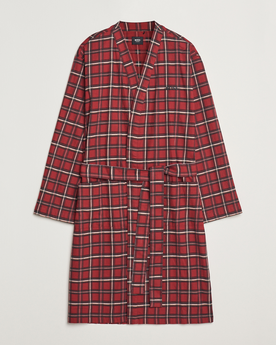 Mies | Yöpuvut ja kylpytakit | BOSS BLACK | Holiday Checked Robe Dark Red