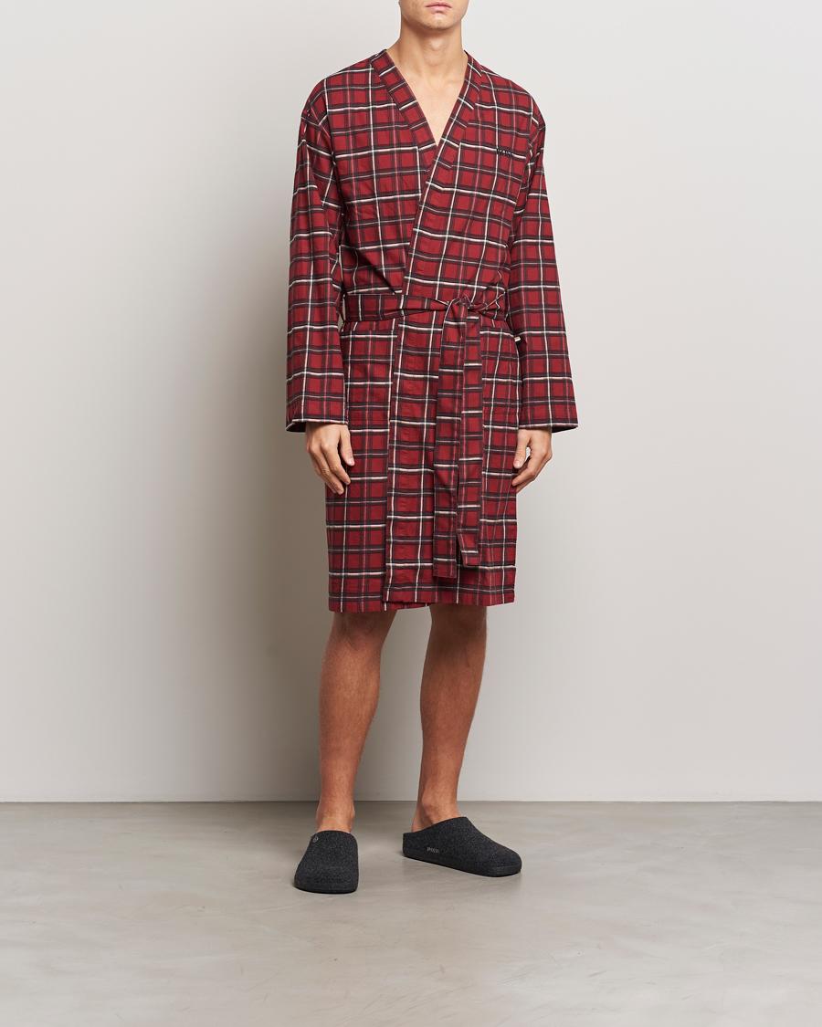 Mies | Yöpuvut ja kylpytakit | BOSS BLACK | Holiday Checked Robe Dark Red