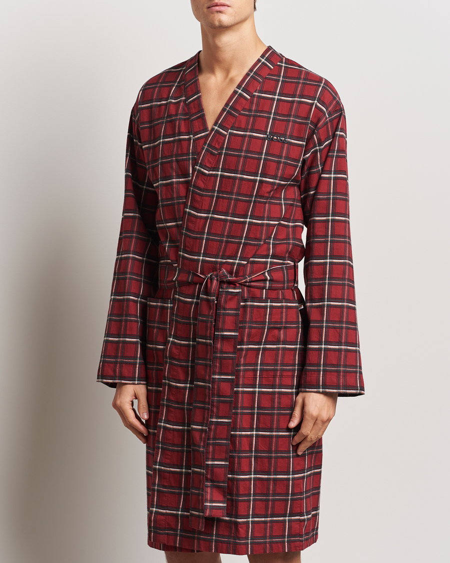 Mies | Yöpuvut ja kylpytakit | BOSS BLACK | Holiday Checked Robe Dark Red