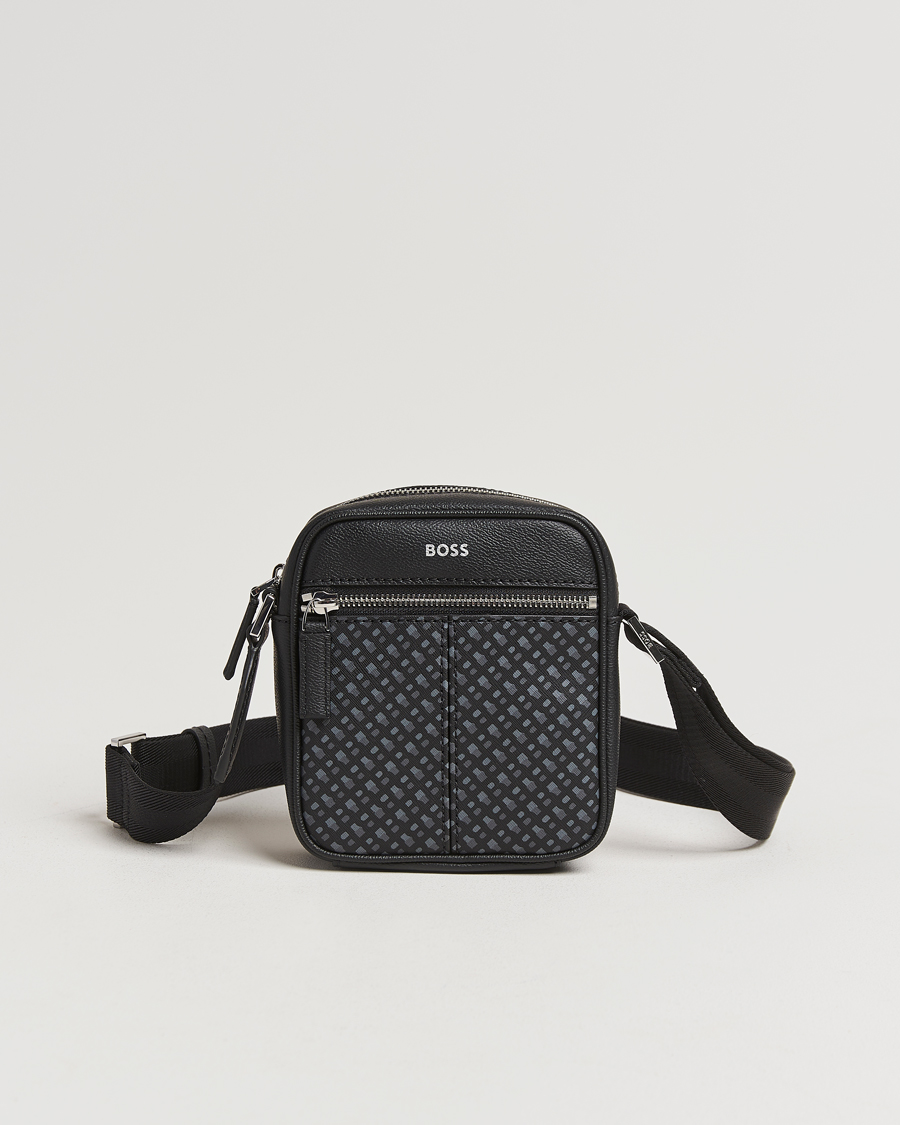 Mies | BOSS BLACK Zair Monogram Shoulder Bag Black | BOSS BLACK | Zair Monogram Shoulder Bag Black