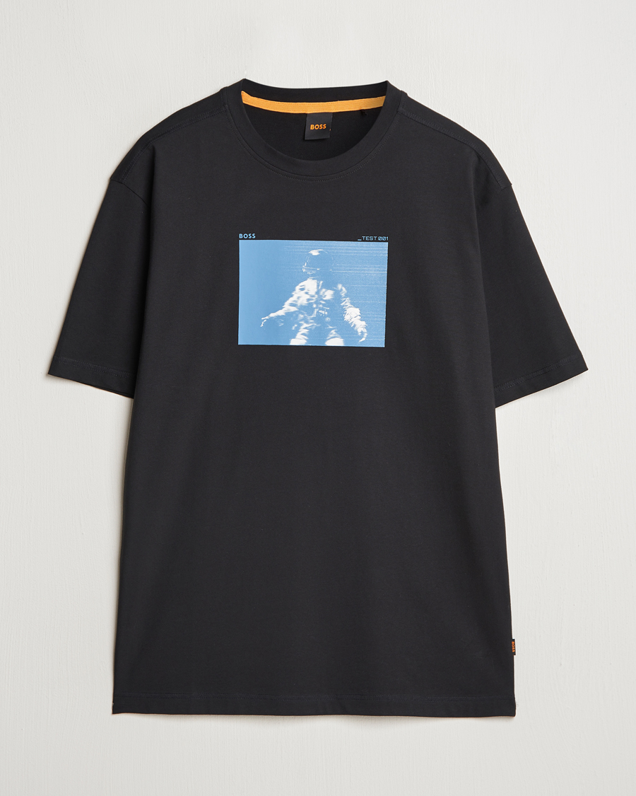 Mies | T-paidat | BOSS ORANGE | Printed Crew Neck T-Shirt Black
