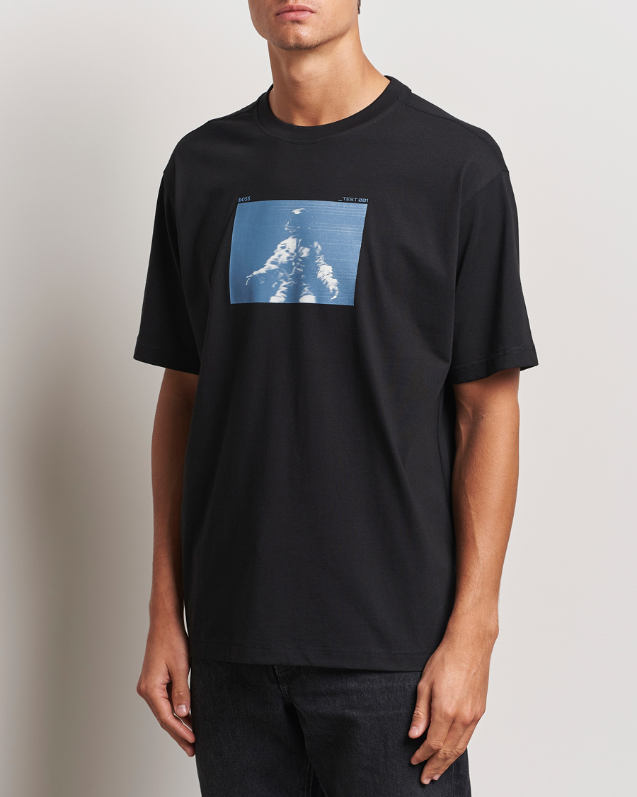 Mies | T-paidat | BOSS ORANGE | Printed Crew Neck T-Shirt Black