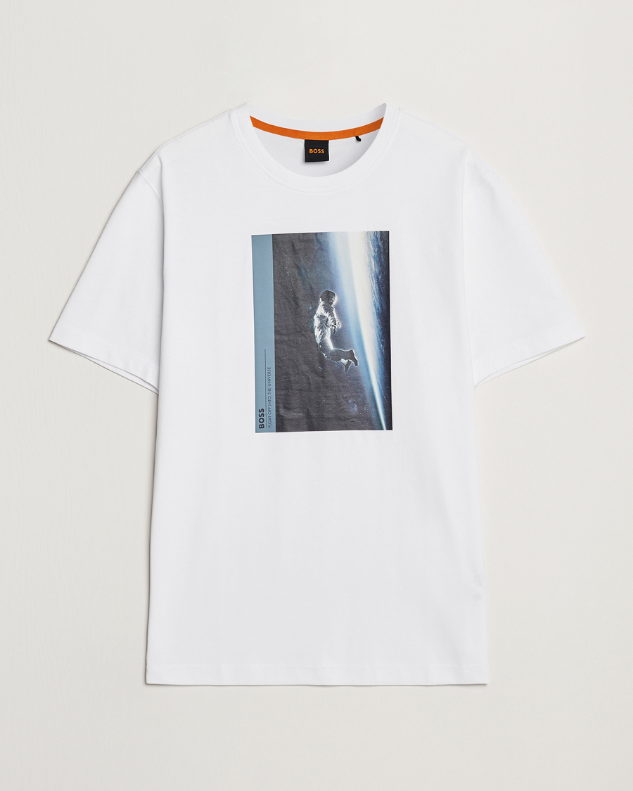 Mies | T-paidat | BOSS ORANGE | Printed Crew Neck T-Shirt White