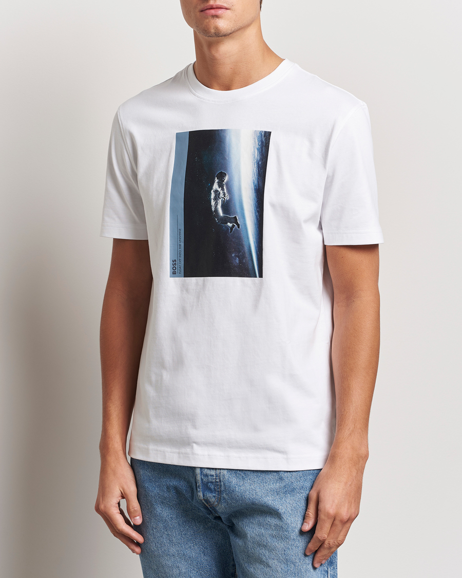 Mies | T-paidat | BOSS ORANGE | Printed Crew Neck T-Shirt White