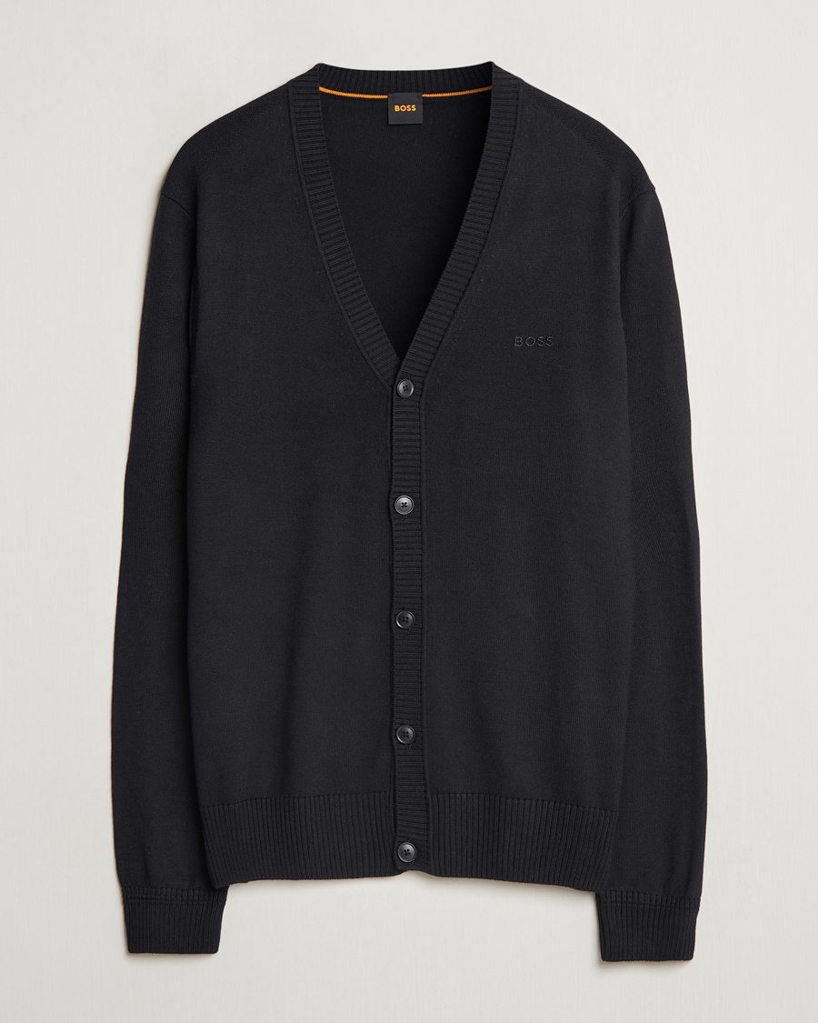 Mies | Puserot | BOSS ORANGE | Avac Wool Knitted Cardigan Black