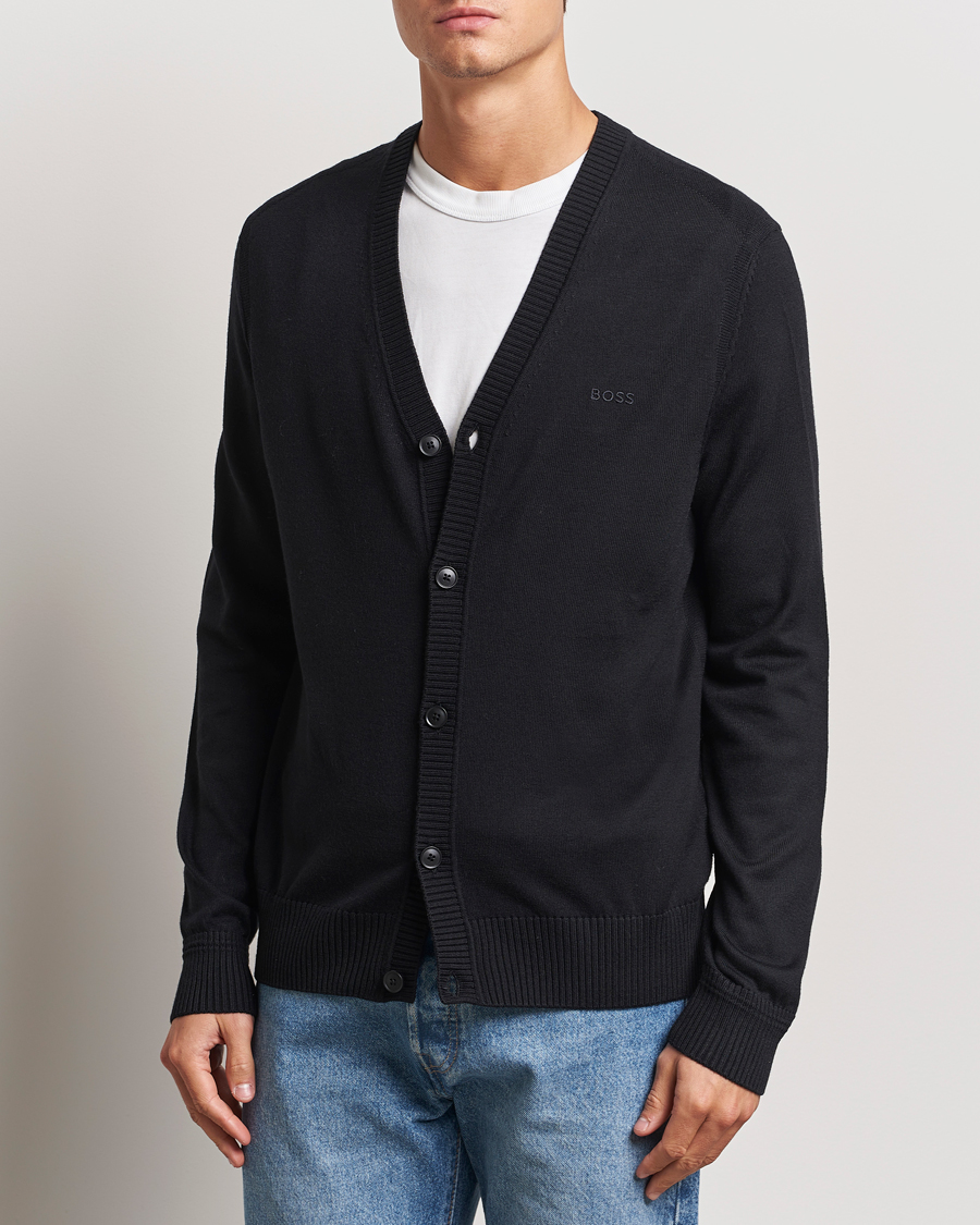 Mies | Puserot | BOSS ORANGE | Avac Wool Knitted Cardigan Black